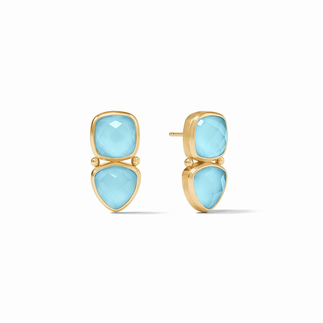 Julie Vos Aquitaine Midi Earring, elegant gold accessory with intricate design, hanging from earlobe.