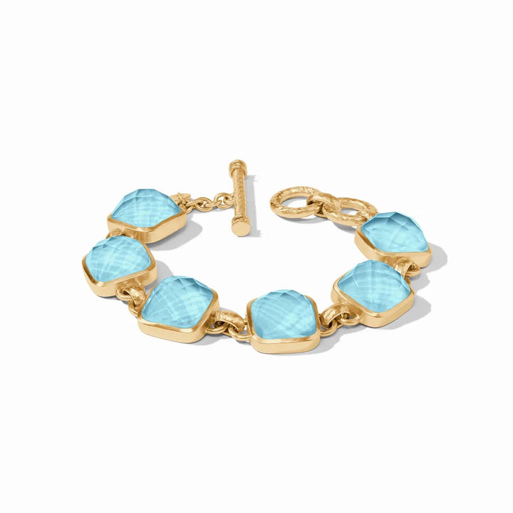 Julie Vos Catalina Stone bracelet with elegant gold accents, featuring smooth gemstone beads for a stylish accessories look.