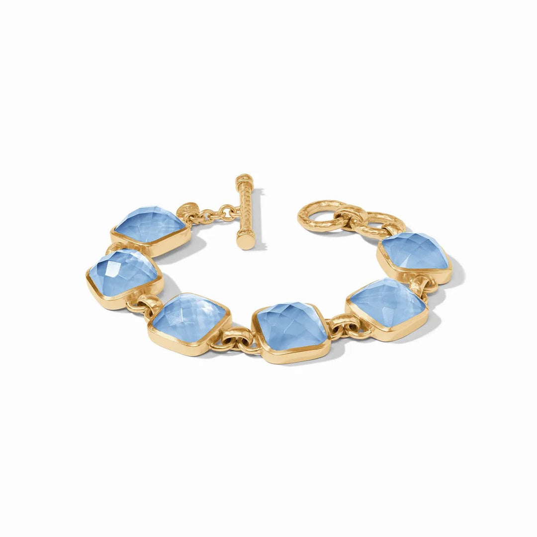 Julie Vos Catalina Stone bracelet featuring elegant gold-tone accessories with colorful stone accents.