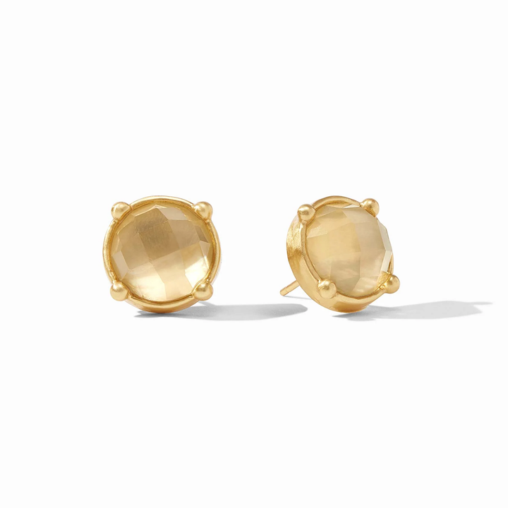 Julie Vos honey stud earring, gold-toned jewelry accessory with a honeycomb design, perfect for elegant earring style.