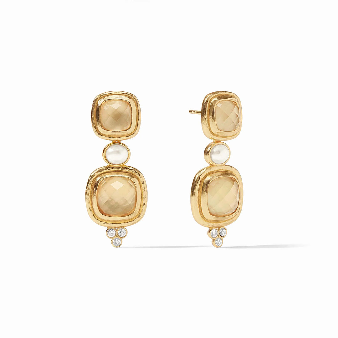 Julie Vos Tudor Statement Earring with iridescent champagne finish, elegant accessory featuring bold design and shimmering details.
