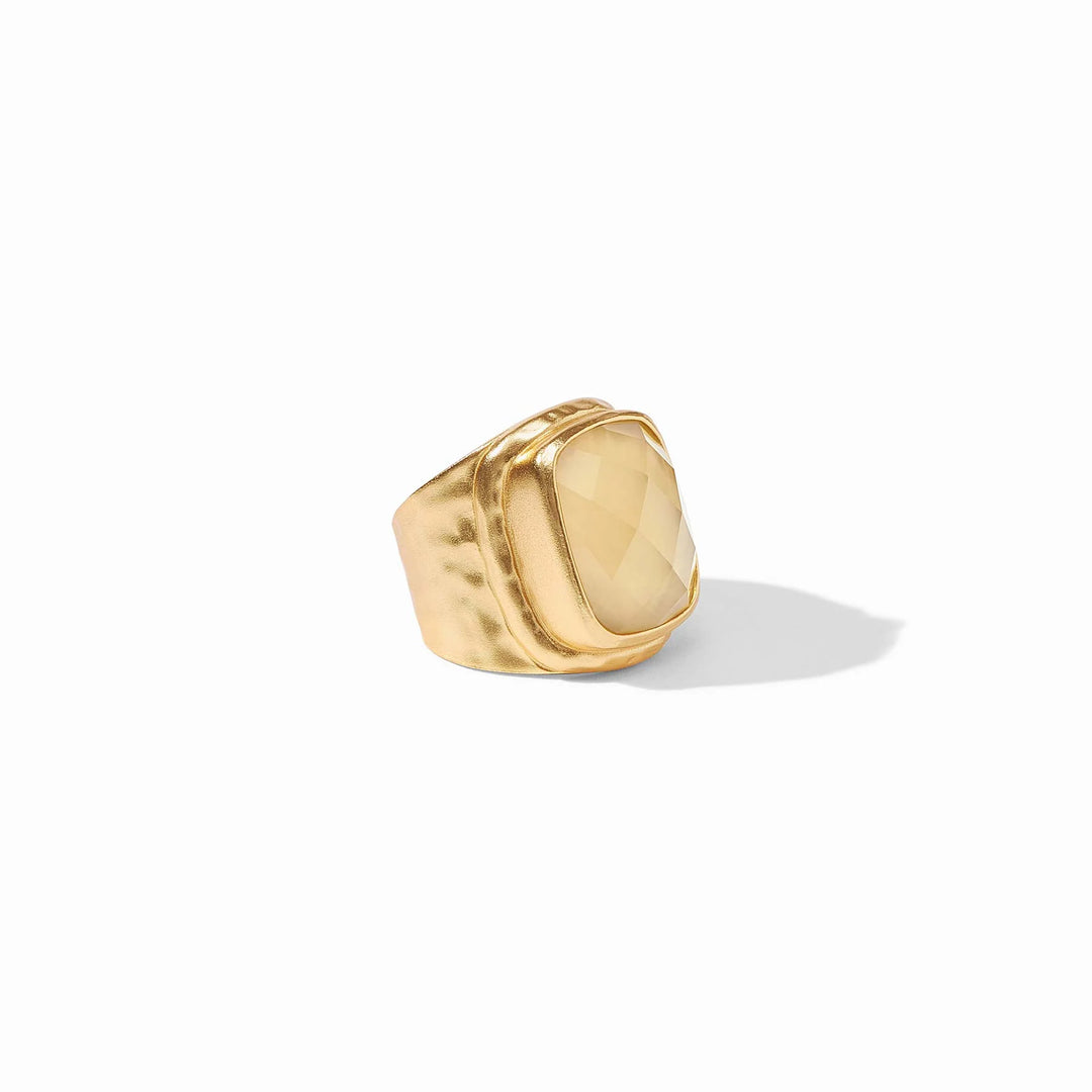 Julie Vos Tudor statement ring with iridescent champagne-colored accents, showcasing elegant accessories design.