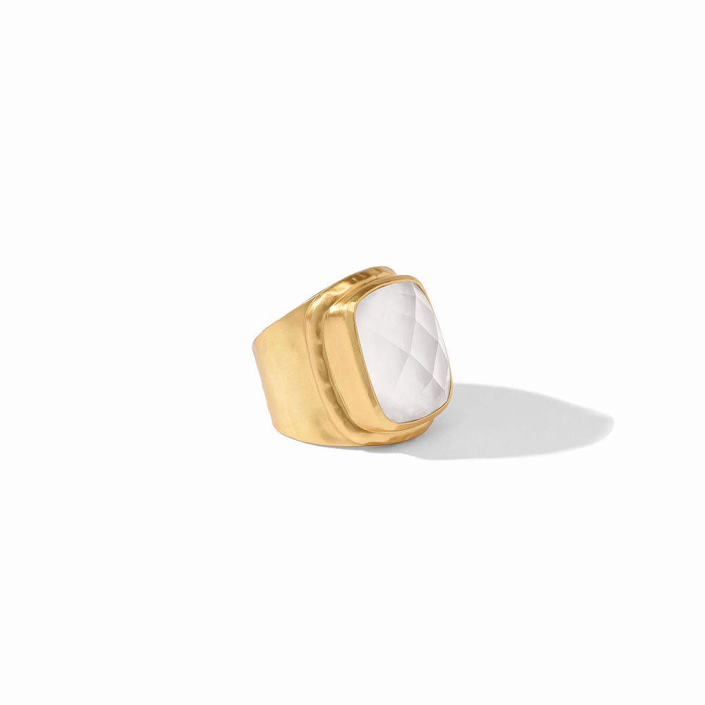 Julie Vos Tudor statement ring with iridescent clear crystal and elegant design, perfect as a stylish accessories piece.