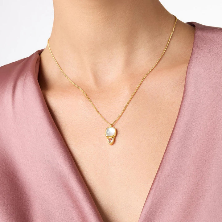Julie Vos Aquitaine Duo Delicate Necklace featuring layered gold chains and elegant design, perfect for stylish accessories.