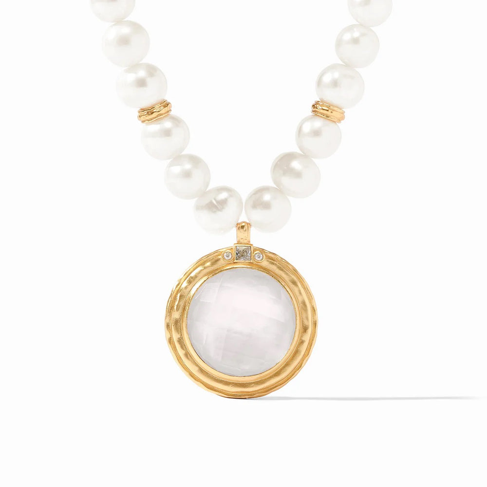 Julie Vos Astor Statement Necklace featuring elegant gold-toned design with intricate detailing and bold, eye-catching style.