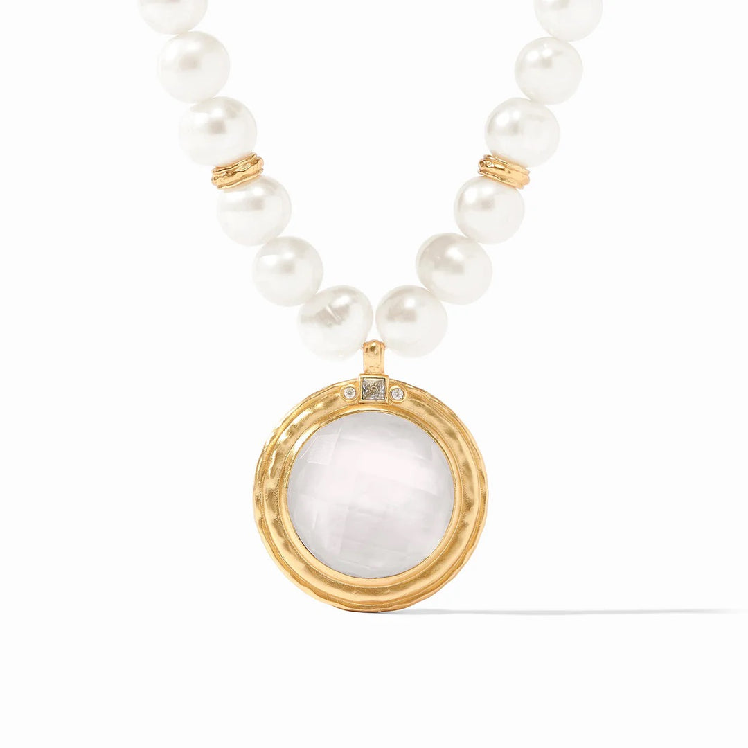 Julie Vos Astor Statement Necklace featuring elegant gold-toned design with intricate detailing and bold, eye-catching style.