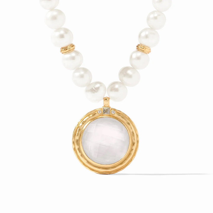 Julie Vos Astor Statement Necklace featuring elegant gold-toned design with intricate detailing and bold, eye-catching style.