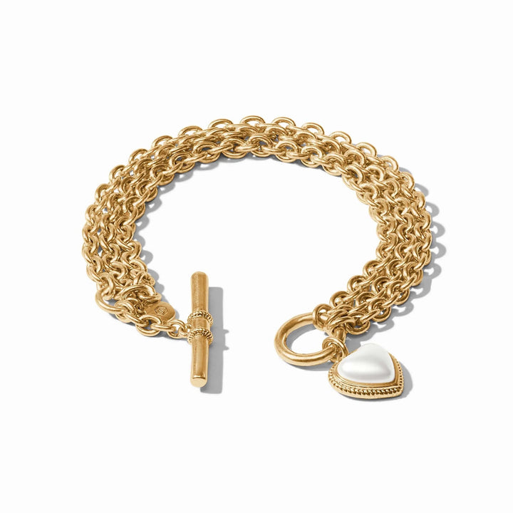 Julie Vos Heart Link Bracelet with gold-toned heart-shaped links, elegant jewelry accessory for stylish wear.