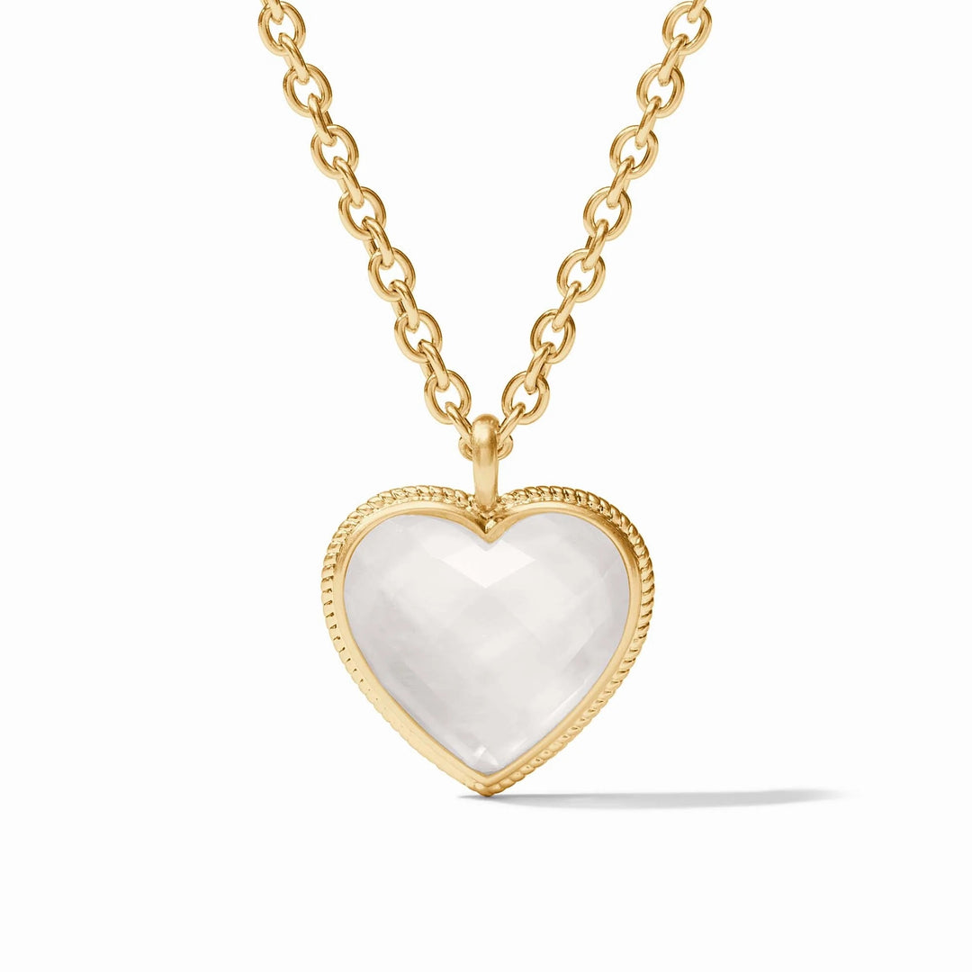 Julie Vos heart pendant necklace with elegant gold-tone chain and detailed heart-shaped pendant for stylish accessories.