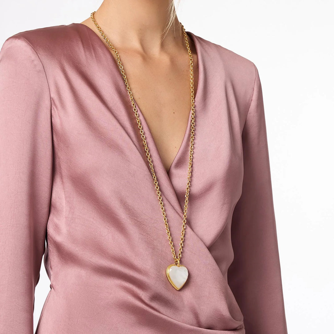 Julie Vos Heart Pendant Necklace featuring a delicate gold heart charm on a fine chain, perfect for elegant accessories.