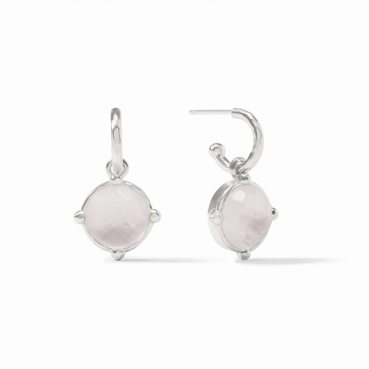 Silver Honeybee Hoop and Charm Earring by Julie Vos, featuring delicate bee-shaped charms on elegant hoops.