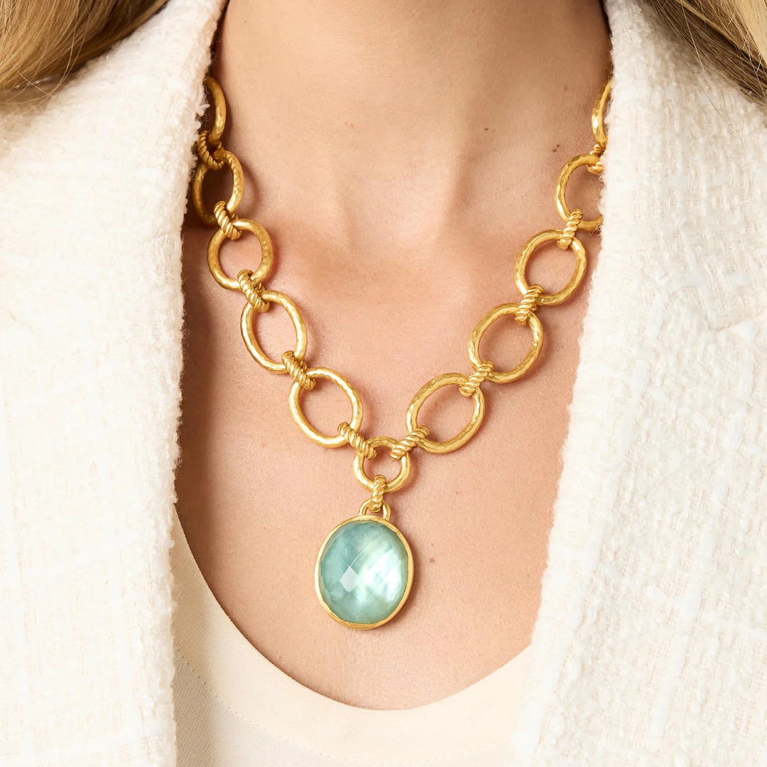 Julie Vos Nassau statement necklace with bold gold-tone design and intricate detailing, perfect as elegant accessories.