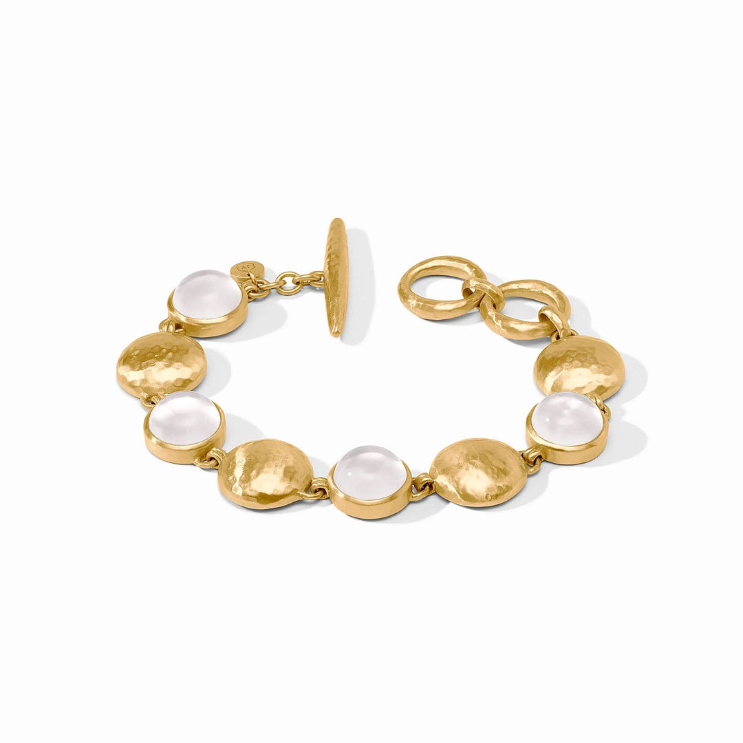 Julie Vos Solara Stone Bracelet featuring colorful stones and elegant silver setting, styled as a chic accessories piece.