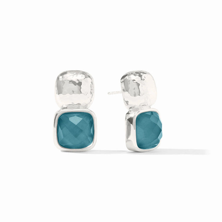 Silver honey stud earring by Julie Vos featuring a detailed honeycomb design, perfect for delicate accessories.