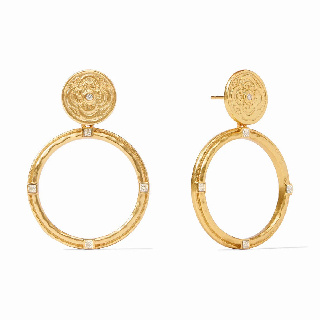 Julie Vos Astor Statement Earring, elegant gold accessory with intricate design, showcasing a bold jewelry piece.
