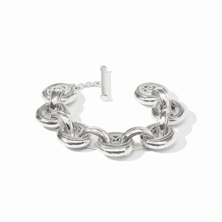 Silver Cannes Demi Link Bracelet by Julie Vos, showcasing elegant interlinked jewelry design on a white background.