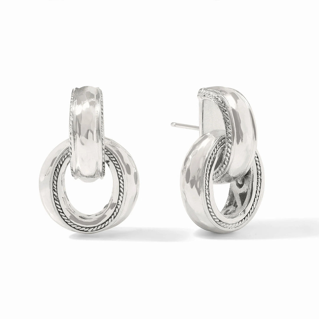 Silver Cannes Doorknocker Earring by Julie Vos featuring a bold, circular design for stylish accessories.