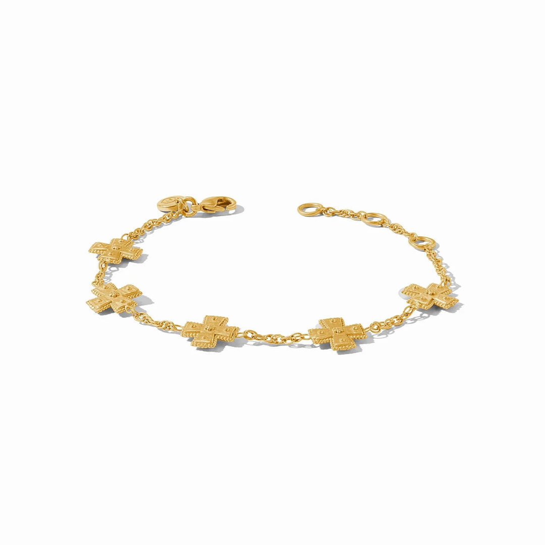 Julie Vos Canterbury Delicate Bracelet, elegant gold-toned accessories with intricate design, shown on a neutral background.