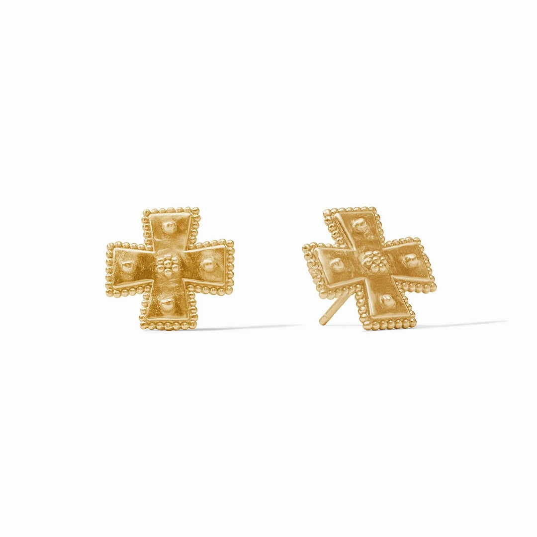 Julie Vos Canterbury Stud Earrings in gold with elegant, minimalist design and small round studs for a sophisticated accessory look.