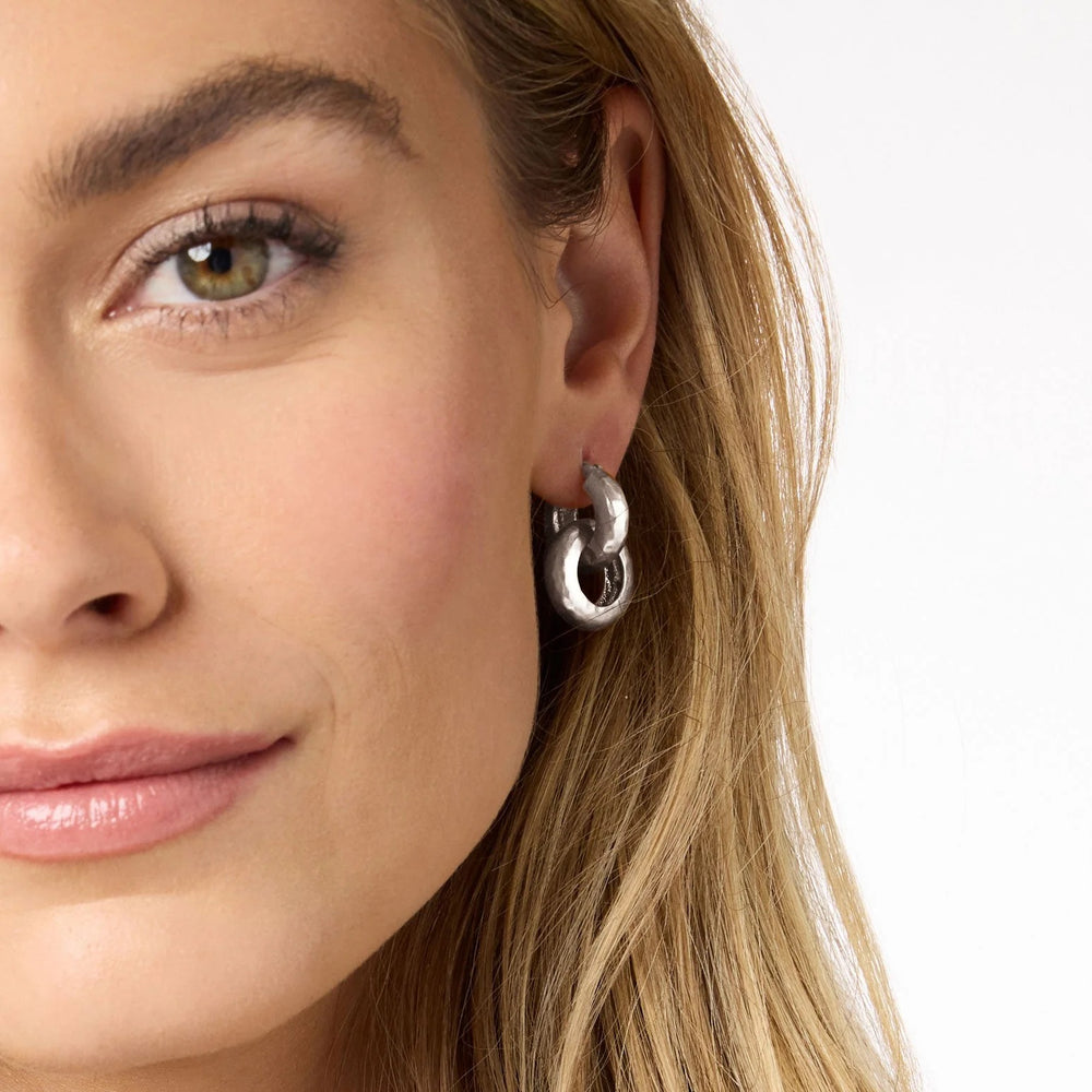 Silver Catalina 2-in-1 earring by Julie Vos, featuring layered design with elegant silver accents, perfect for stylish accessories.
