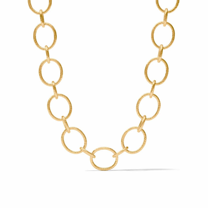Julie Vos Catalina Light Link Necklace featuring delicate gold-toned chain and elegant light-colored gemstone accents.
