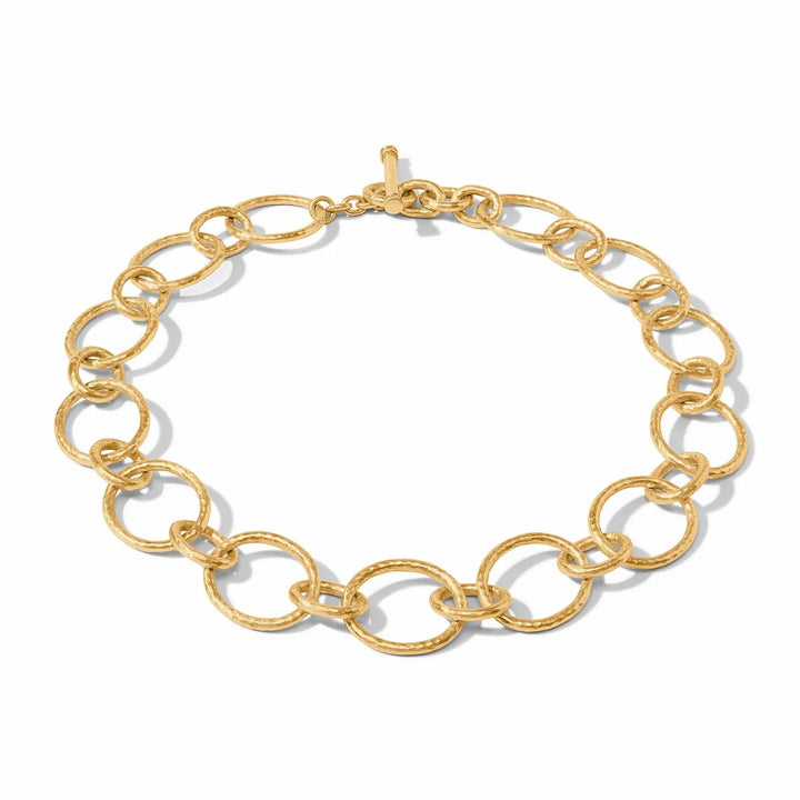 Julie Vos Catalina Light Link Necklace displaying delicate gold chain with light-reflecting links, elegant jewelry accessory.