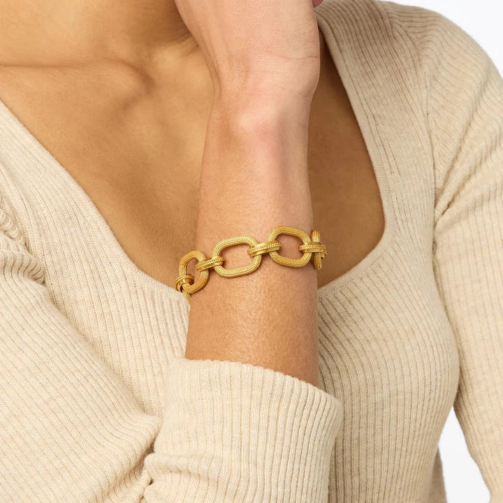 Julie Vos Cheval Link Bracelet, gold-toned accessory with intricate linked design, displayed on a neutral background.