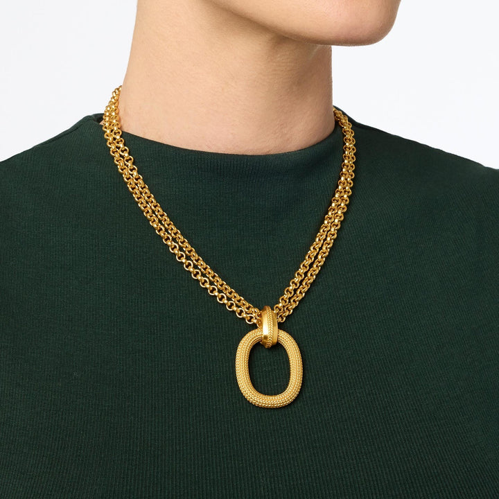 Gold Cheval Pendant necklace from Julie Vos, featuring a detailed horse-shaped charm on a delicate chain.