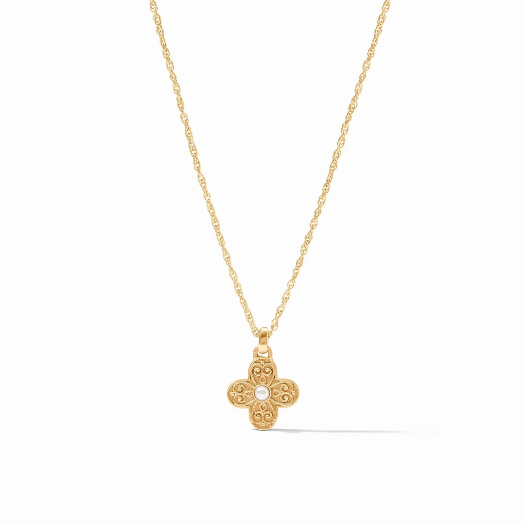Julie Vos Corinth Delicate Necklace with gold chain and small pendant, elegant jewelry accessory for women.