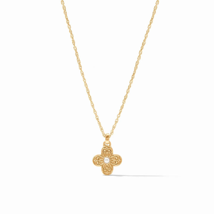 Julie Vos Corinth Delicate Necklace with gold chain and small pendant, elegant jewelry accessory for women.