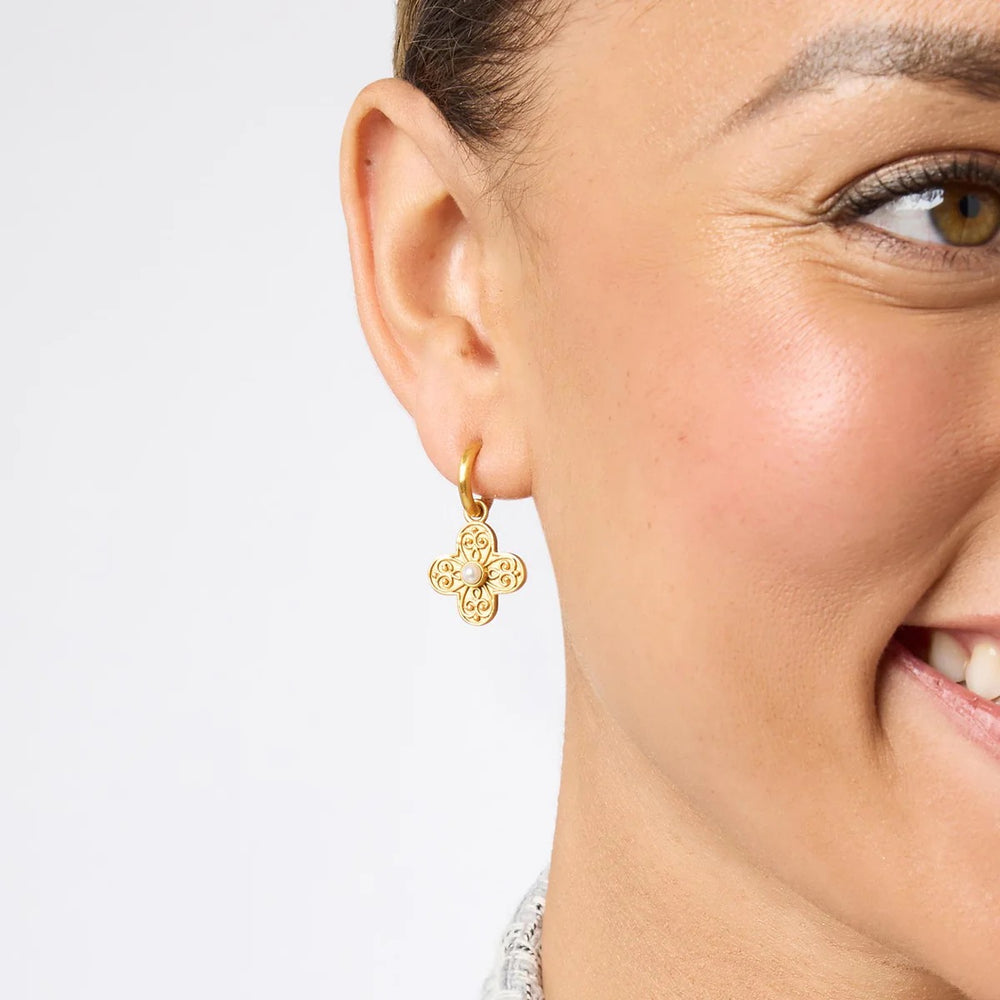Julie Vos Corinth Hoop and Charm Earrings, gold-tone accessories with hoop and charm details, stylish jewelry for women.