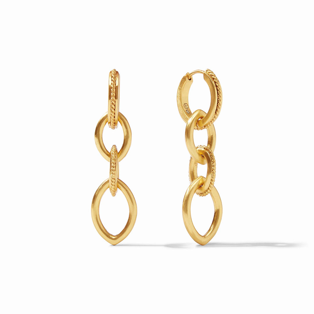 Julie Vos Delphine 2-in-1 earrings featuring gold-tone and layered design, versatile jewelry accessory.