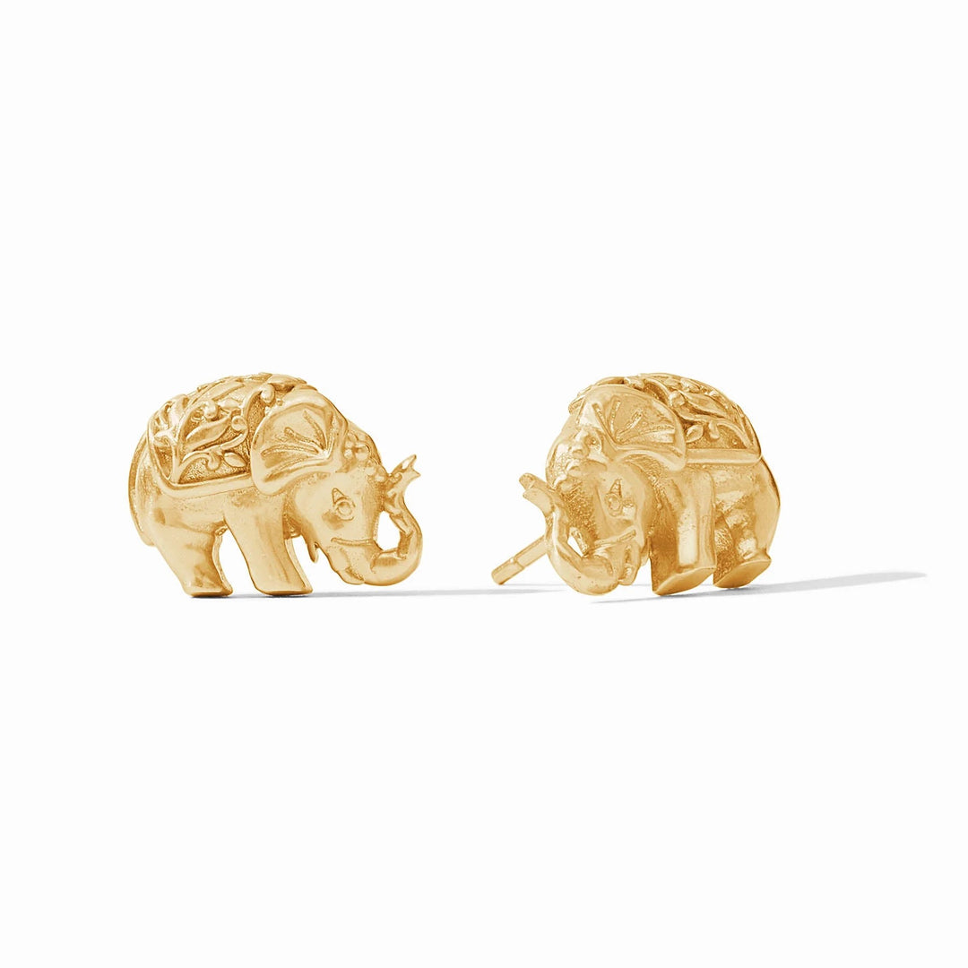 Silver elephant stud earring by Julie Vos featuring a detailed elephant design for stylish accessories.