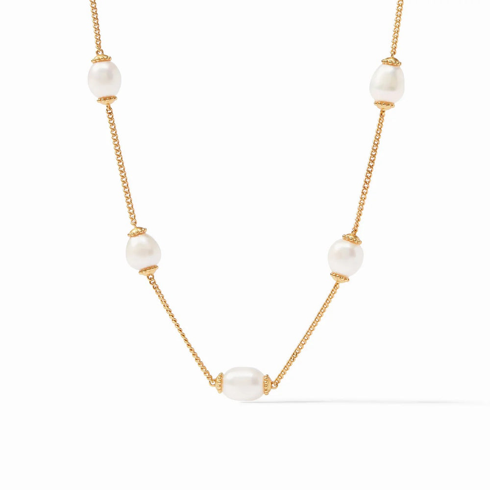 Julie Vos Flora Delicate Necklace featuring intricate floral design in gold-tone metal, perfect for elegant accessories.