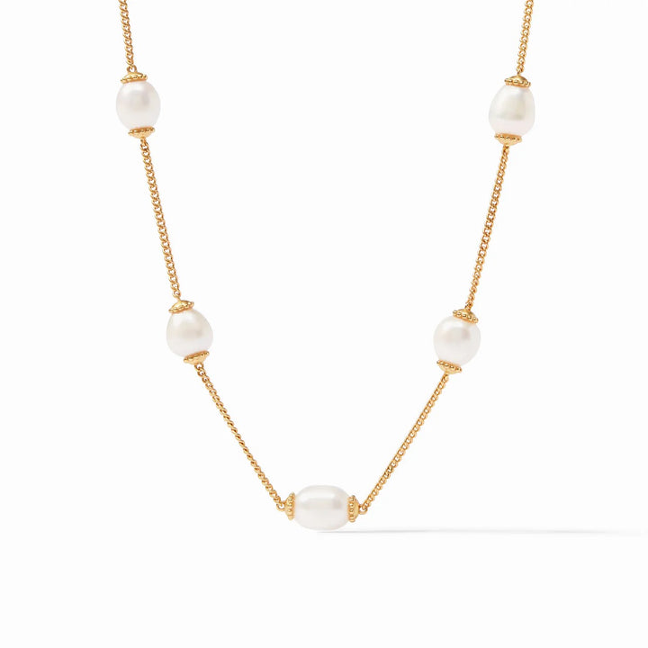 Julie Vos Flora Delicate Necklace featuring intricate floral design in gold-tone metal, perfect for elegant accessories.
