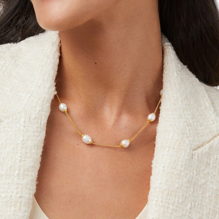 Delicate Flora necklace by Julie Vos featuring a floral-inspired pendant on a fine chain, perfect for elegant accessories.
