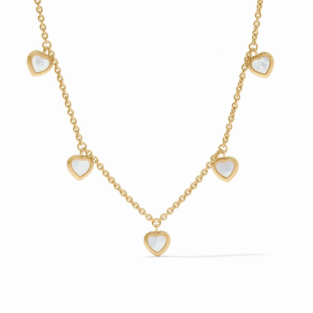Julie Vos Heart Delicate Charm Necklace featuring a small heart pendant on a fine chain, perfect for elegant accessories.