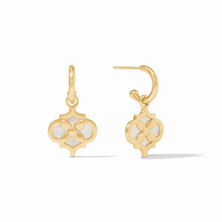 Julie Vos Helene Inlay Hoop and Charm Earring, gold-tone jewelry with elegant inlay details and dangling charm, accessories for women