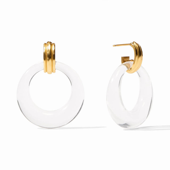 Julie Vos Madison doorknocker earring with gold-tone finish and bold, circular design for stylish accessory wear.
