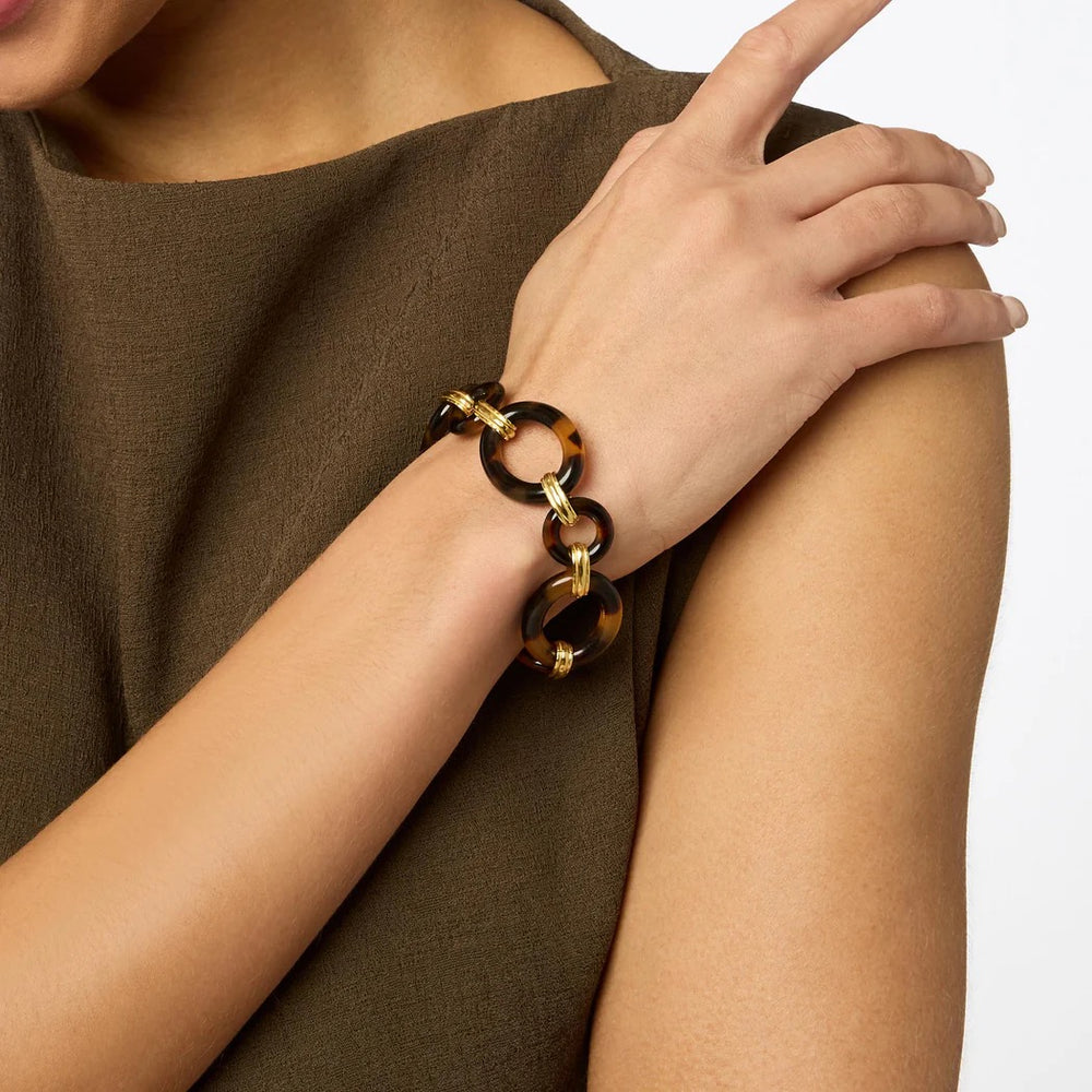 Julie Vos Madison Link Bracelet in Tortoiseshell, showcasing a stylish gold-tone accessory with tortoiseshell links.