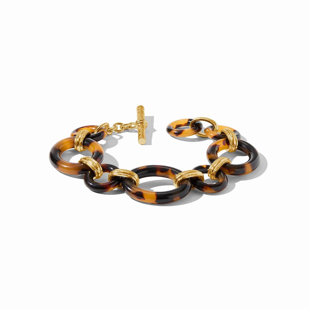 Julie Vos Madison Link Bracelet in tortoiseshell with gold accents, stylish accessory featuring interlinked links.