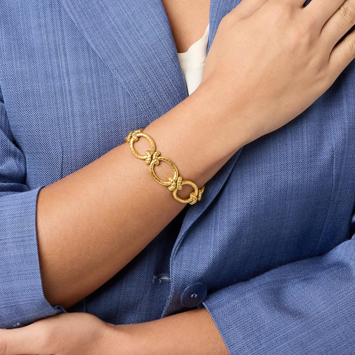 Julie Vos Nassau Link Bracelet made of elegant gold-toned links, showcasing a stylish accessory for sophisticated outfits.