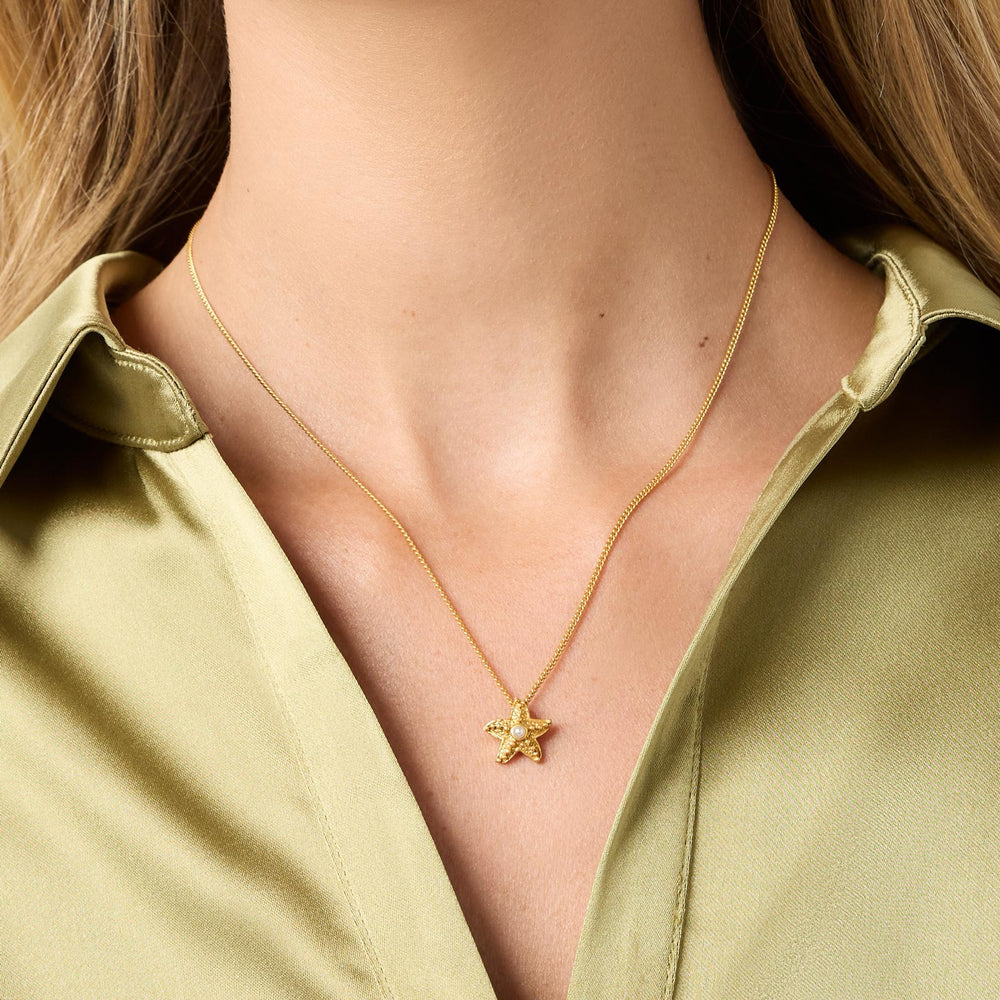 Julie Vos Sanibel Starfish delicate necklace with gold-tone chain and starfish pendant, elegant jewelry accessory for women