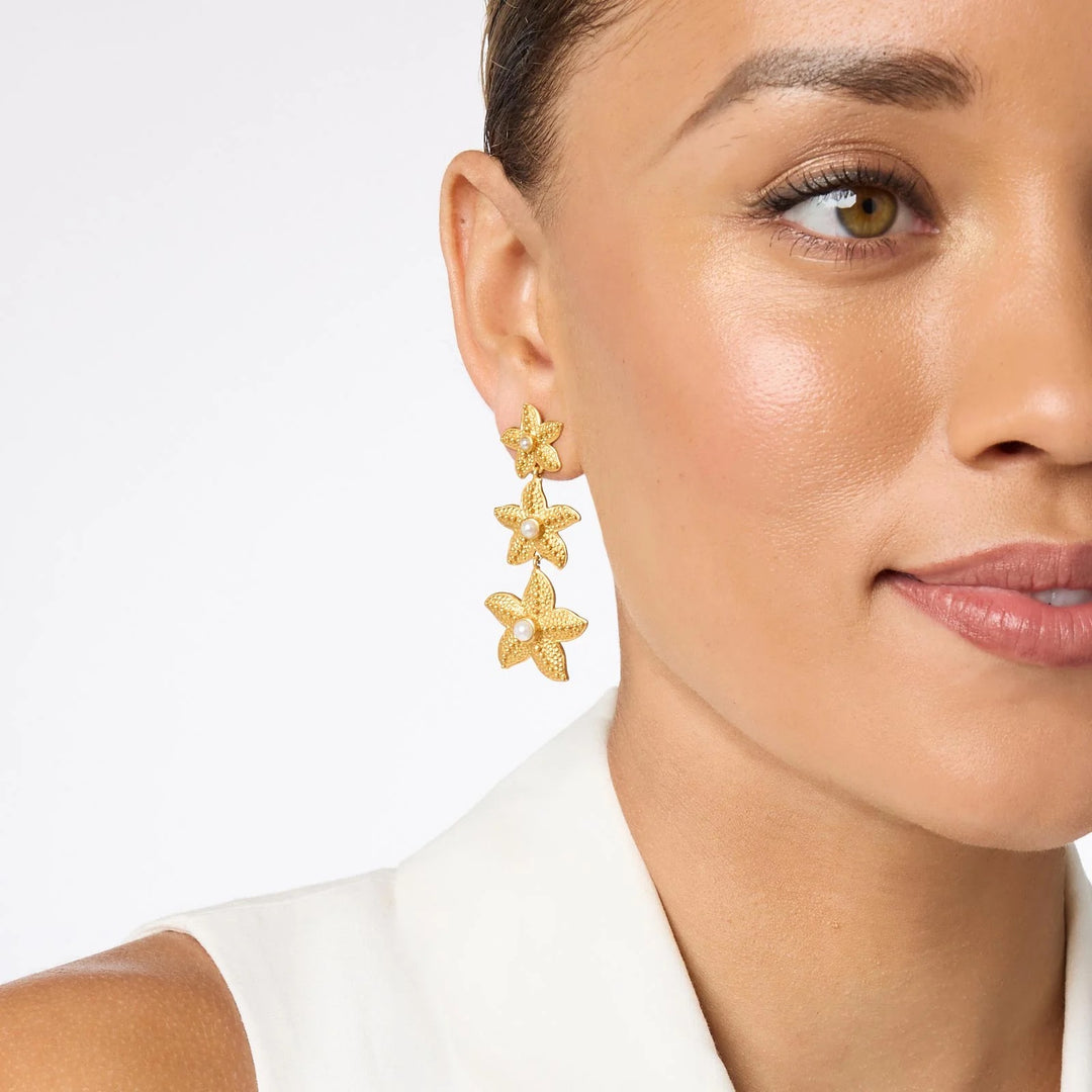 Julie Vos Sanibel Starfish Statement Earring showcasing a detailed starfish design in gold-tone accessories.