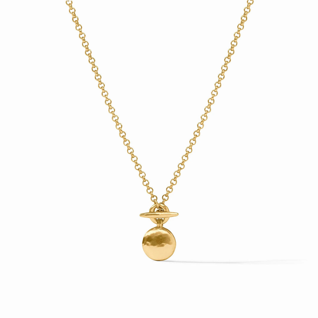 Julie Vos Solara Delicate Necklace featuring a fine chain and elegant pendant, perfect for adding subtle sophistication to any outfit.