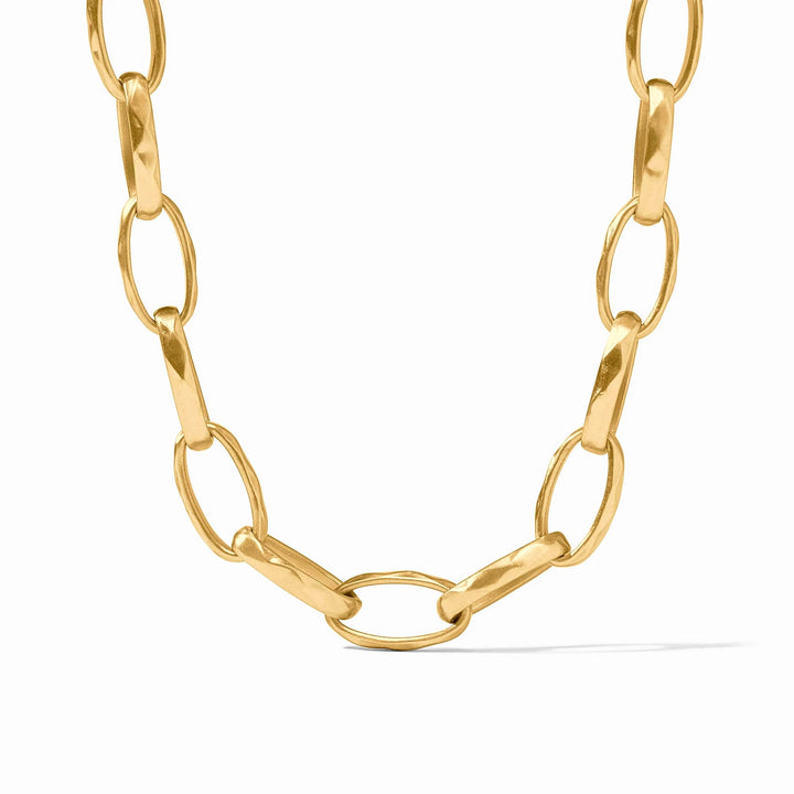 Julie Vos Solara Link Necklace featuring elegant gold-toned chain links and intricate jewelry design.