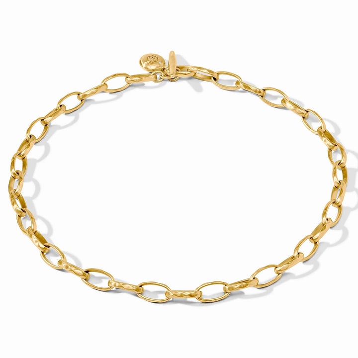 Julie Vos Solara Link Necklace, elegant gold-tone jewelry accessory with interconnected chain links.