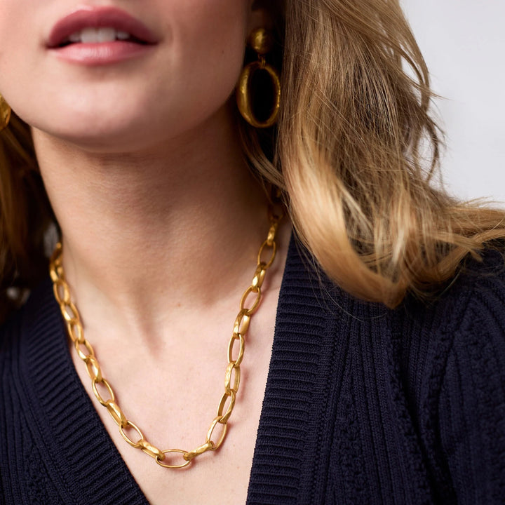Julie Vos Solara Link Necklace featuring elegant gold-toned chain and intricate link design for stylish accessories.