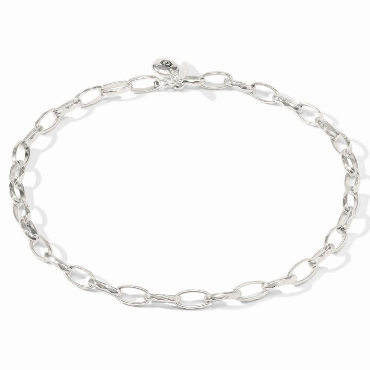 Silver Solara Link Necklace by Julie Vos featuring interconnected chain links on a neutral background.
