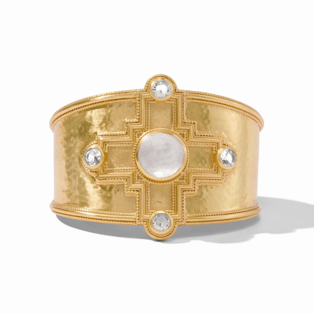 Julie Vos Theodora cuff in gold-toned metal, featuring intricate design and elegant details, perfect as a stylish accessories piece.